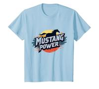 Mustang Power School Spirit Retro Tramonto Stampede Rally Maglietta, Bambini, Celeste, 12 Anni