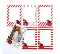 Mustard Cherry - Cornici magnetiche per foto, graziose cornici Instax, 6 cornici magnetiche con design a ciliegie, design retrò a pois e strisce
