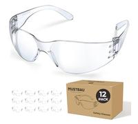 Mustbau 12 Pack Occhiali di Sicurezza EN166, Occhiali di Protezione Antigraffio UV380 per Lavoro, Laboratorio, Carpenteria, Cantiere, Campagne, Regali Ideali