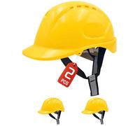Mustbau 2 Pack Casco da Lavoro EN397, Elmetto Antinfortunistica da Costruzione con Cinturino a 6 Punti, 52 a 66cm Fascia Regolabile, Casco Altamente Traspirante per Uomini, Donne - Giallo
