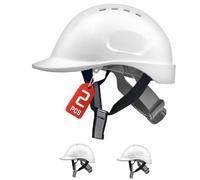 Mustbau 2 Pack Casco da Lavoro EN397, Elmetto Antinfortunistica da Costruzione con Cinturino a 6 Punti, 52 a 66cm Fascia Regolabile, Casco Altamente Traspirante per Uomini, Donne - Bianco
