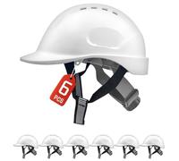 Mustbau 6 Pack Casco da Lavoro EN397, Elmetto Antinfortunistica da Costruzione con Cinturino a 6 Punti, 52 a 66cm Fascia Regolabile, Casco Altamente Traspirante per Uomini, Donne - Bianco