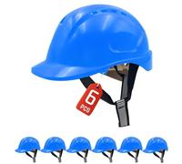 Mustbau 6 Pack Casco da Lavoro EN397, Elmetto Antinfortunistica da Costruzione con Cinturino a 6 Punti, 52 a 66cm Fascia Regolabile, Casco Altamente Traspirante per Uomini, Donne - Blu