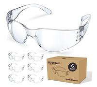 Mustbau 6 Pezzi Occhiali Protettivi da Lavoro EN166, Protezione Antiappannamento UV380 per Veloci, Laboratorio, Carpenteria, Cantiere, Campagne, Regali Ideali - Bianco