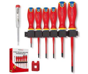 Mustbau 9 Pezzi Cacciavite Isolato, 1000V Cacciavite Professionale da Elettricista VDE, Cacciavite a Taglio, Croce, Esagonale, Cacciavite Elettrico
