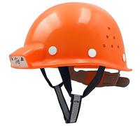 Mustbau Casco da Lavoro con Illuminazione LED, Elmetto Antinfortunistica da Costruzione Ricaricabile via USB, 2 Modalità di Illuminazione, Fascia Regolabile da 53 a 62 cm - Arancione