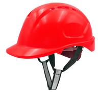 Mustbau Casco da Lavoro EN397, Elmetto Antinfortunistica da Costruzione con Cinturino a 6 Punti, 52 a 66cm Fascia Regolabile, Casco Altamente Traspirante per Uomini, Donne - Rosso