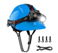 Mustbau Casco di sicurezza Cappello rigido con lampada frontale a LED 53-63cm