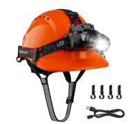 Mustbau Casco di sicurezza Cappello rigido con lampada frontale a LED 53-63cm