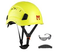 Mustbau Casco di Sicurezza, Casco Protettivo EN397 con Occhiali Antiappannamento, Fascia Regolabile da 53 a 63 cm, Materiale ABS Resistente Per Uomini Donne - Verde