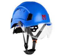Mustbau Casco di Sicurezza EN397, Cappello Rigido con Banda Assorbente e Visiera, Casco Regolabile da 53 a 63cm, Materiale ABS Resistente Per Uomini Donne - Blu Scuro