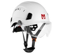 Mustbau Casco di Sicurezza EN397, Cappello Rigido con Banda Assorbente e Visiera, Casco Regolabile da 53 a 63cm, Materiale ABS Resistente Per Uomini Donne - Bianco