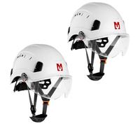 Mustbau Casco di Sicurezza EN397, Cappello Rigido con Banda Assorbente e Visiera, Casco Regolabile da 53 a 63cm, Materiale ABS Resistente Per Uomini Donne (Bianco-2)