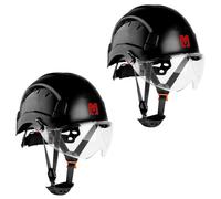 Mustbau Casco di Sicurezza EN397, Cappello Rigido con Banda Assorbente e Visiera, Casco Regolabile da 53 a 63cm, Materiale ABS Resistente Per Uomini Donne (Nero-2)