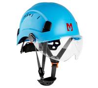 Mustbau Casco di Sicurezza EN397, Cappello Rigido con Banda Assorbente e Visiera, Casco Regolabile da 53 a 63cm, Materiale ABS Resistente Per Uomini Donne - Blu