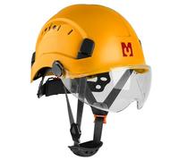 Mustbau Casco di Sicurezza EN397, Cappello Rigido con Banda Assorbente e Visiera, Casco Regolabile da 53 a 63cm, Materiale ABS Resistente Per Uomini Donne - Giallo