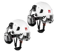 Mustbau Casco di Sicurezza EN397, Cappello Rigido con Paraorecchie e Visiera, Fascia Regolabile da 53 a 63cm, Materiale ABS Resistente Per Uomini Donne (Bianco-2)