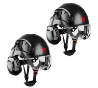 Mustbau Casco di Sicurezza EN397, Cappello Rigido con Paraorecchie e Visiera, Fascia Regolabile da 53 a 63cm, Materiale ABS Resistente Per Uomini Donne (Nero-2)
