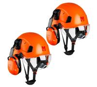Mustbau Casco di Sicurezza EN397, Cappello Rigido con Paraorecchie e Visiera, Fascia Regolabile da 53 a 63cm, Materiale ABS Resistente Per Uomini Donne