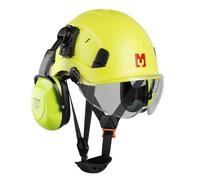 Mustbau Casco di Sicurezza EN397, Cappello Rigido con Paraorecchie e Visiera, Fascia Regolabile da 53 a 63cm, Materiale ABS Resistente Per Uomini Donne - Verde