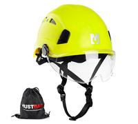 Mustbau Elmetto rigido di sicurezza da arrampicata con visiera trasparente e sottogola 53-63 cm, ideale per costruttori e lavori in altezza, EN12492