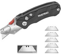 Mustbau Mini Coltello Pieghevole Professionale, Coltello Universale con 5 Lame SK5 Aggiuntive, Strumento in Alluminio Ideale per Tagliare, Smontare la Posta