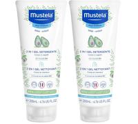 Mustela Gel Detergente 2 in 1, Corpo e Capelli, per Neonati, Bambini, Adatto a tutta la Famiglia - Pratico per l’Utilizzo Fuori Casa, 95% Ingredienti di Origine Naturale (200ml) (Confezione da 2)
