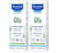 Mustela Hydra Bébé Crema Viso al Perseose d’Avocado BIO e Vitamina E, Viso Neonati, Bambini, Tutta la Famiglia - Idrata e Mantiene la Pelle Morbida, 97% Ingredienti di Origine Naturale (40ml)