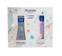 Mustela Kit Primi Cambi - Cofanetto per il cambio, fluido 300 ml, pasta 50 ml e porta pannolino