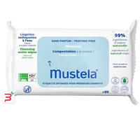 Salviette compostabili all'acqua senza profumo 60 pezzi - mustela