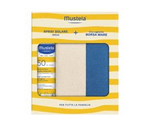 Mustela Spray solare con borsa mare - Set solare SPF 50 per la protezione di viso e corpo, 200 ml
