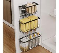 Mustorn 3 Pezzi Sistema Di Stoccaggio Autoadesivo Per Pareti Della，Montaggio a Parete Organizer Cucina Portaoggetti Da Appendere Salvaspazio Cucina Organizer Armadietto Spogliatoio(Nero)