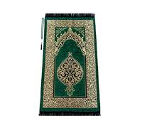 Musulmano tappeto da preghiera con regalo perline di preghiera | Janamaz | Sajjadah | Morbido Preghiera islamica Tappeto | Regali islamici | La preghiera Carpet Mat, ciniglia Tessuto, Verde