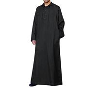 Musulmano Tasca Manica Casual Thobe Solido Uomo Lungo Jubba Robe Camicetta Degli Uomini Degli Uomini di Design Del Vestito, Nero , 4XL