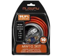 MUSWAY MW-10.5KIT Kit cavi amplificatore rame pieno 10 mm² AMP connettore...