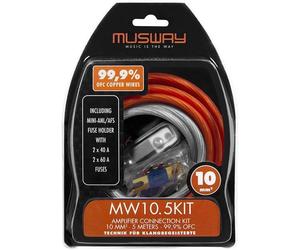 MUSWAY MW-10.5KIT Kit cavi amplificatore rame pieno 10 mm² AMP connettore...