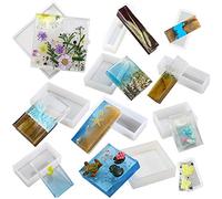 Musykrafties Set di stampi in silicone quadrati e rettangolari geometrici in resina per gioielli, sottobicchiere, ciondolo, blocco di memoria, 11 pezzi