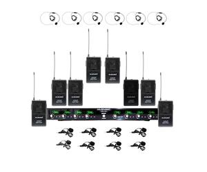 MUSYSIC MU-U8-LL Professional 8-Canali UHF Risvolto Lavalier & Auricolare Wireless Microfono Sistema FCC Compliance)