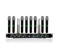 MUSYSIC Sistema microfonico wireless UHF a 8 canali con portata di 91,4 m, microfono dinamico portatile per feste, chiesa, conferenze, discorsi, podcast