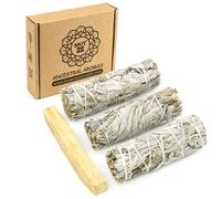 MUT22 3 Salvia Bianca e 1 Palo Santo Sacra da Bruciare - Erba di Purificazione e Armonia, Salvia Apiana 100% Naturale, Ideale per la Pulizia Spirituale e i Rituali Energetici