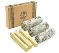 MUT22 3 Salvia Bianca e 3 Palo Santo Sacra da Bruciare, Erba di Purificazione e Armonia: Salvia Apiana 100% Naturale, Ideale per la Pulizia Spirituale e i Rituali Energetici
