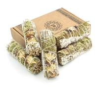 MUT22 5 Salvia Bianca e Fiori Colorati 10 cm Sacra da Bruciare, Erba di Purificazione e Armonia, Salvia Apiana 100% Naturale, Ideale per la Pulizia Spirituale e i Rituali Energetici