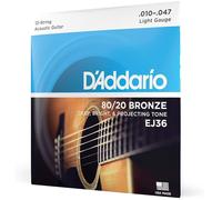 D'Addario EJ36 80/20 Bronze Regular Light 12 Corde 10-47 x Chitarra Acustica