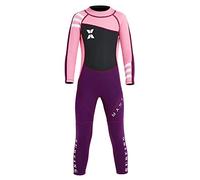 Muta da bagno per bambine da 2,5 mm, a maniche lunghe, con protezione UV, per immersioni, snorkeling, nuoto, 10-11 anni, rosa