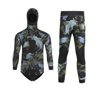 Muta da Pesca Sub in Neoprene 1,5 mm con Cappuccio - Tuta da Immersione a 2 Pezzi con Maniche Lunghe e Rinforzo Toracico - Ideale per Apnea in Acque Fresche