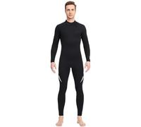Muta da sub Muta da uomo in neoprene nero 3,0 mm con cerniera lunga donna, surf, in un pezzo, nuoto Snorkeling(Men Black,4XL)