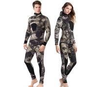 Muta da sub per uomo Muta da sub gratuita Uomo Donna Pantaloni a maniche lunghe Costume bagno diviso 7 mm con cappello spesso for il calore(CAMO 5MM,3XL)