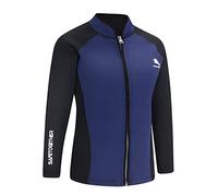 Muta da uomo in neoprene da 2 mm, con parte superiore e cerniera frontale, maniche lunghe, per nuoto, snorkeling, surf, kayak, canoa (M, da donna, blu)