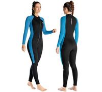 Muta intera da donna, 3 mm, in neoprene, a maniche lunghe, tiene al caldo, con cerniera frontale, adatta per immersioni, snorkeling, surf, taglia L