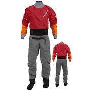 Muta Stagna per Kayak, Muta Impermeabile con Cerniera Completa, Tessuto Traspirante Impermeabile A 3 Strati, Vita E Scarpe Regolabili, per Canoa, Pesca, Rafting, Vela,Red-S